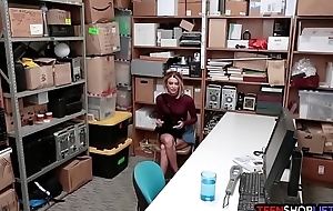 Petite teen thief banged by a LP officer in his office